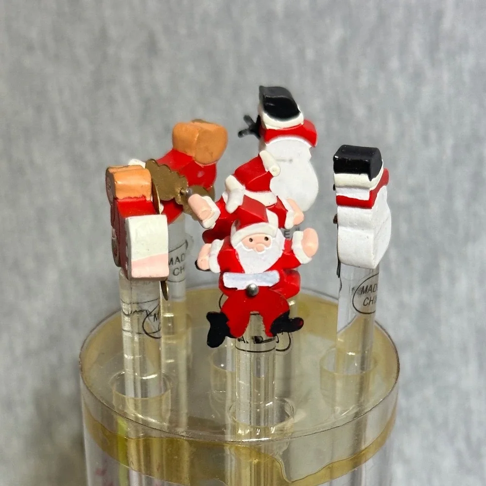 Boston Warehouse Whirligig Swizzle Sticks 12pc Holiday Santa Snowman Angel